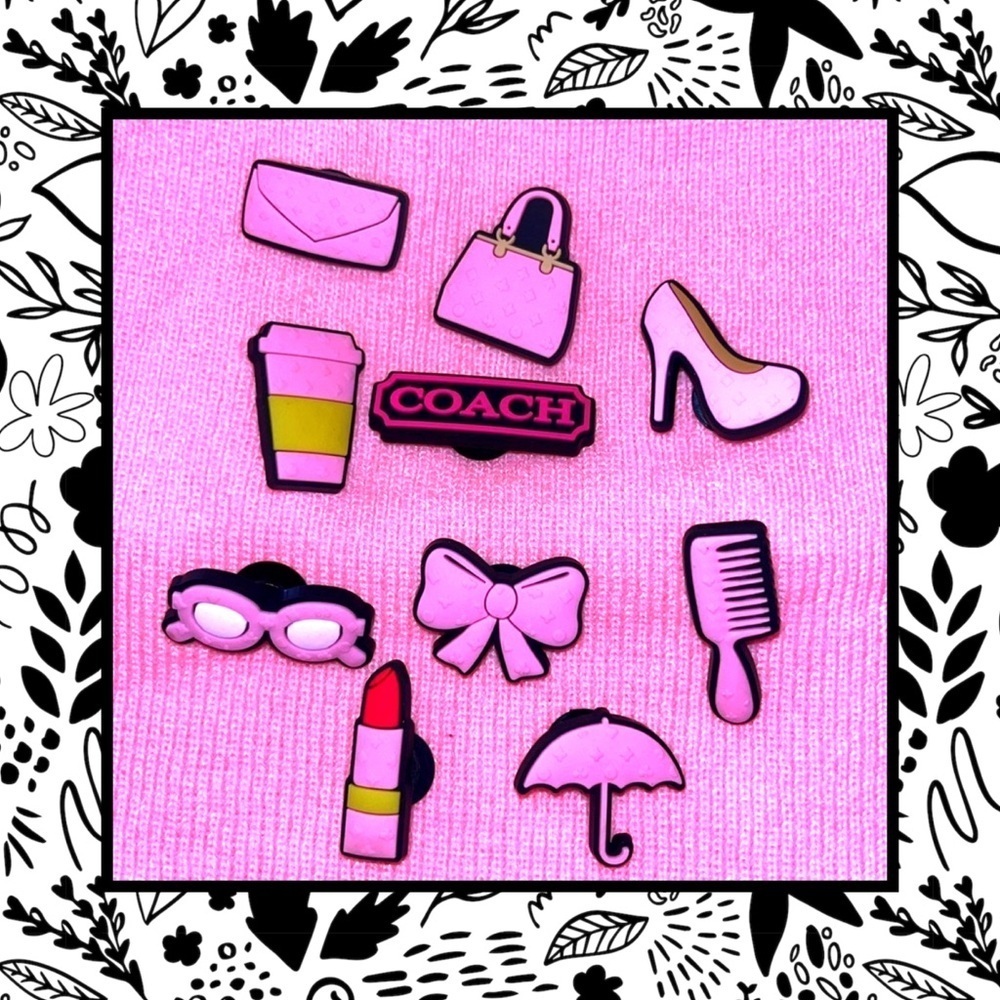 💖🆕 🎀 Shoe Charms In Pink & Black-Set of 10 NIB - Picture 3 of 7